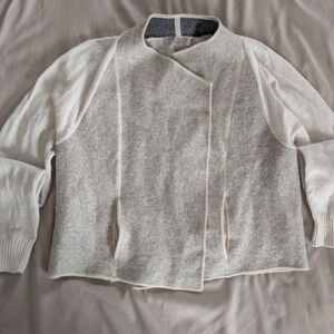 LOFT Two-Tone Gray and Cream Cardigan